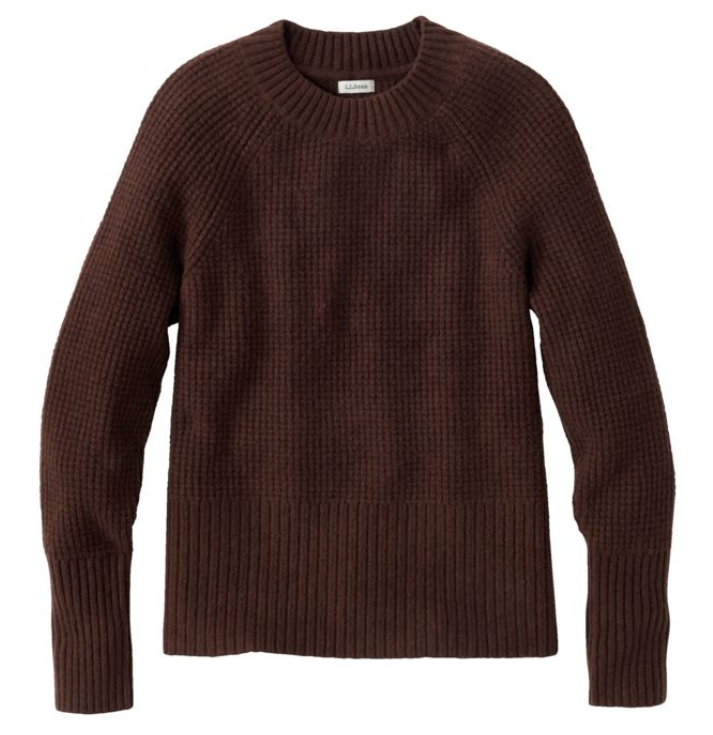 Classic brown waffle knit sweater styled for cozy fall Sweater Weather coffee pairings with an Appaloosa Breve and Starling House.