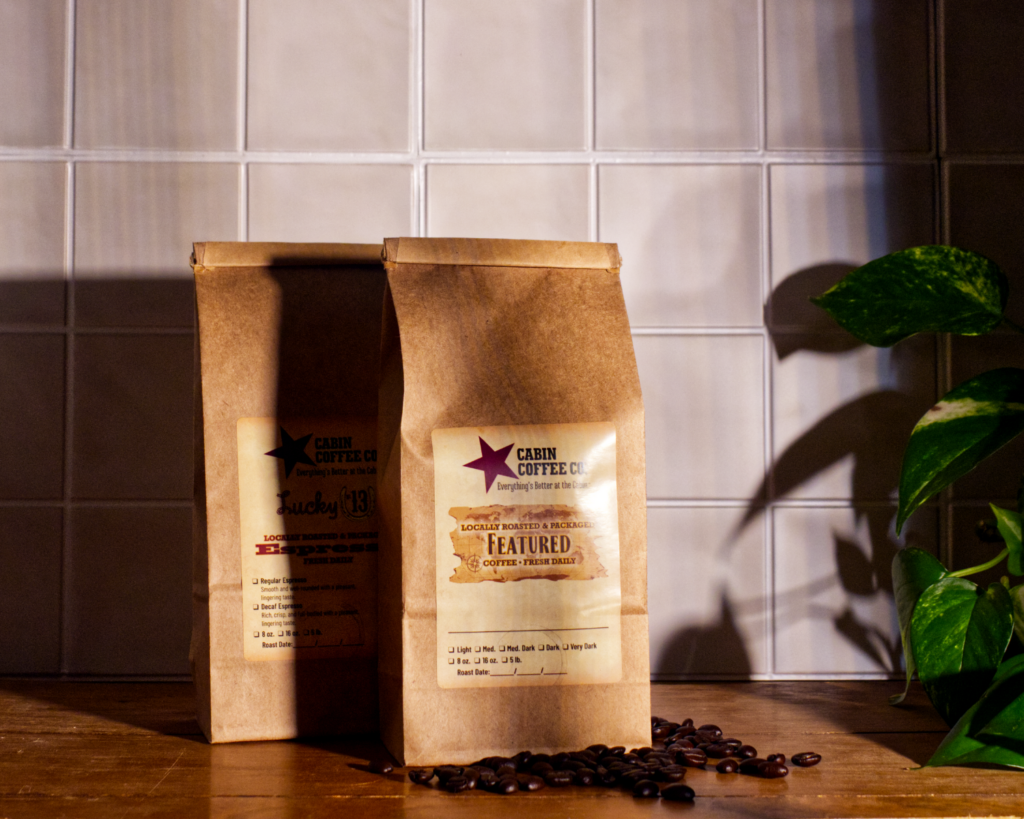 Fresh Roasted coffee from your local Cabin Coffee so you can have your favorite coffee at home.